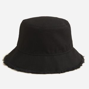 J.Crew Canvas Bucket Hat with Fringe (Black)
